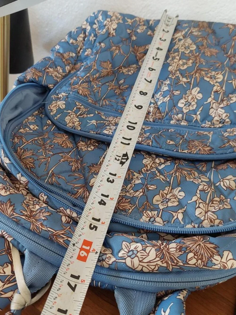 Vera Bradley Larkspur Delphinium backpack blue floral has stains look at pics s